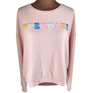 Kensie WEEKDAZE Graphic Sweatshirt Women's XL Pink Pullover Nordstrom Cozy Comfy